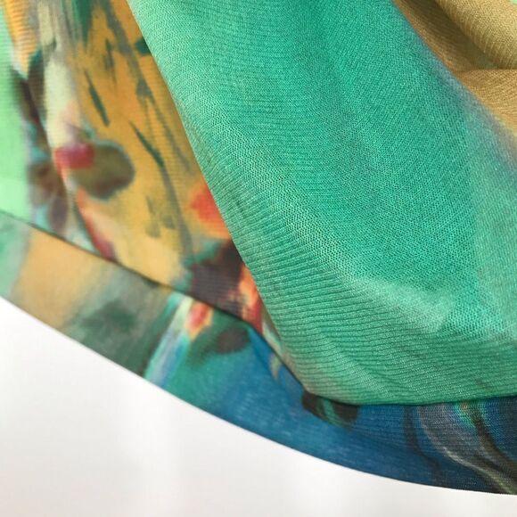 Elana Kattan Colorful Abstract Watercolor Floral Mesh Sleeveless Sheath Dress - Picture 12 of 14